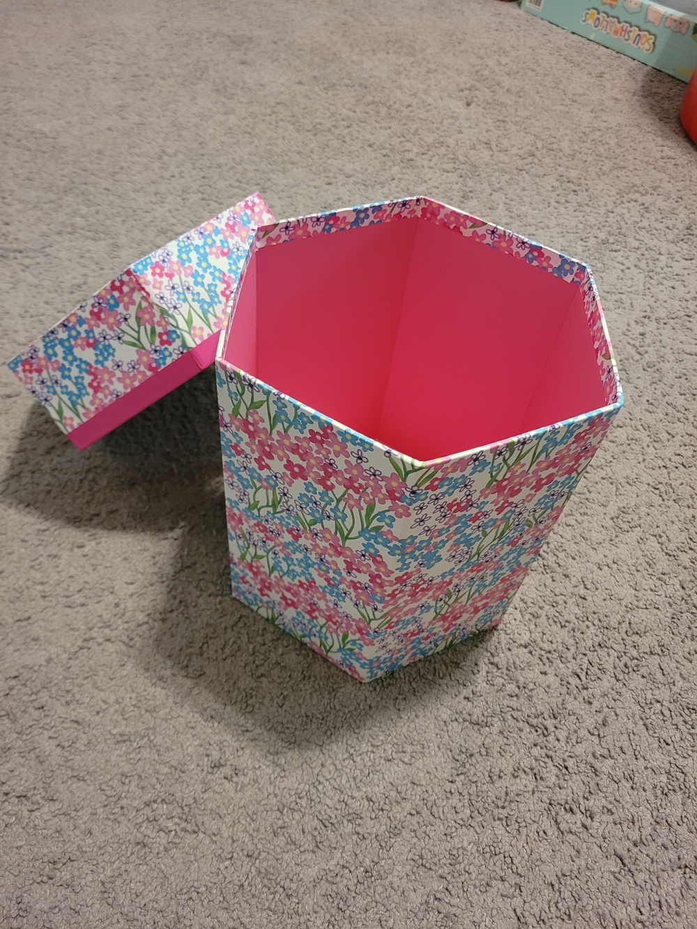 Ashland Hexagonal Floral Storage Box in Pink